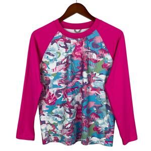 The North Face Girls Sun Tee Printed Amphibious Long Sleeve Pink White XL 18/20
